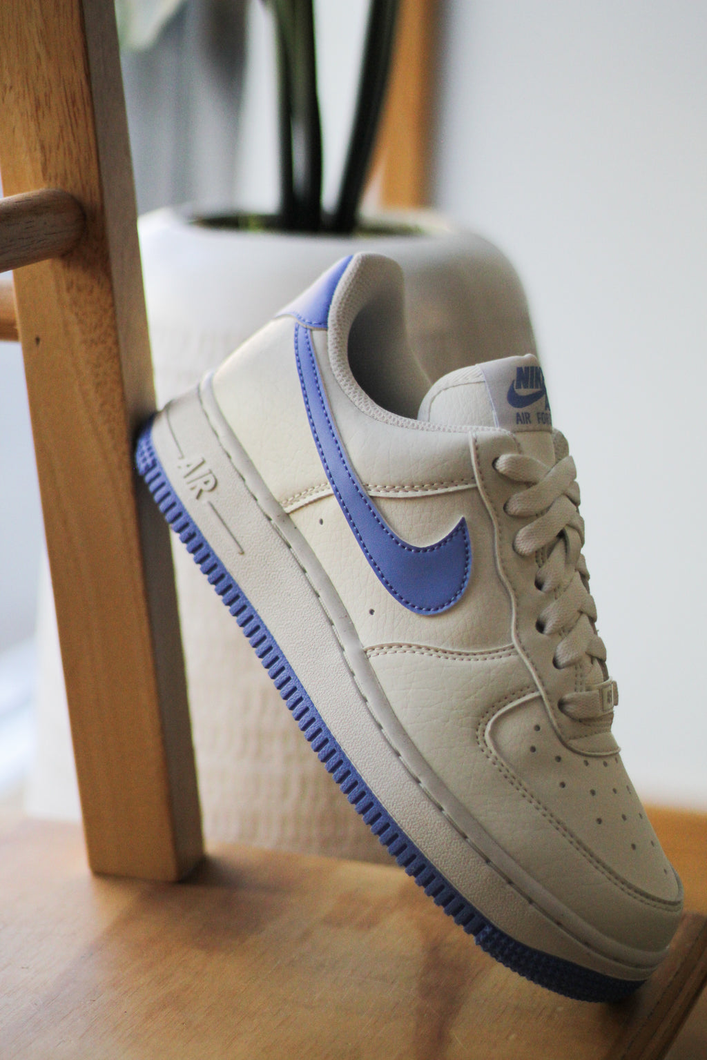 white and blue air force 1s