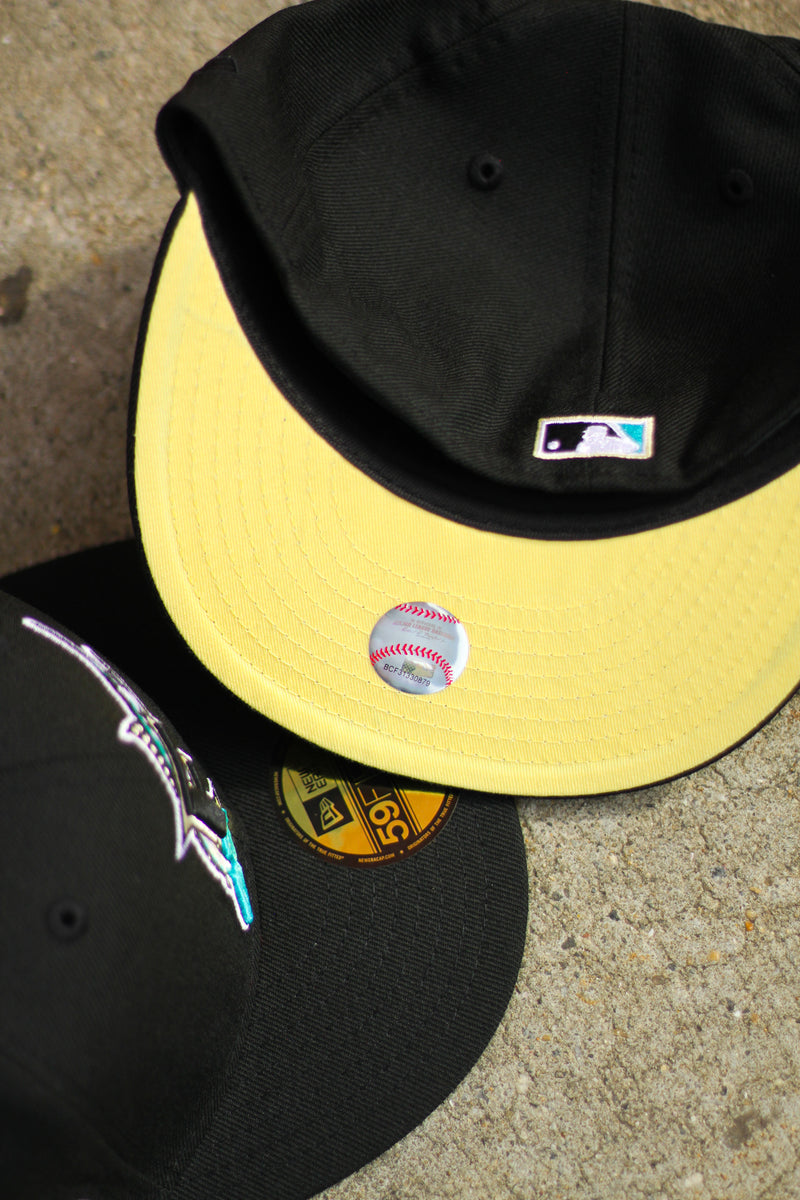 2003 FLORIDA MARLINS BLACK FITTED W/ BUTTER YELLOW UNDER VISOR
