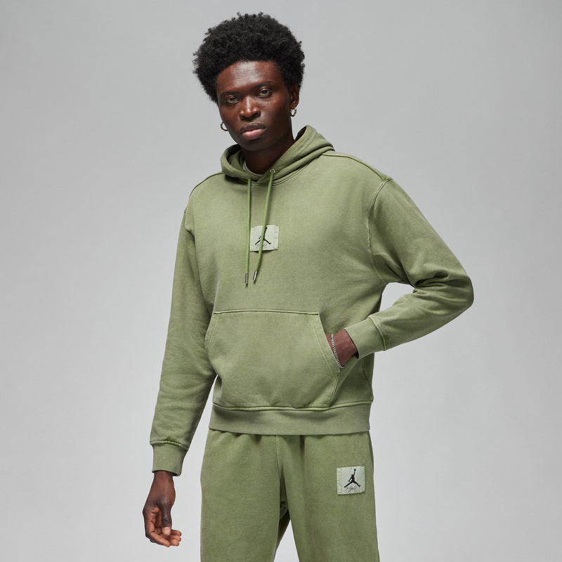 FLEECE WASHED PULLOVER HOODIE "SKY J LT OLIVE"