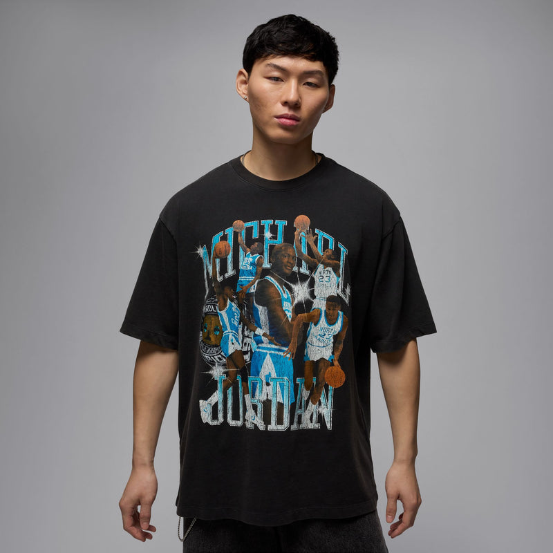 JORDAN FLIGHT ESSENTIALS GRAPHIC SHIRT "BLACK/DK POWDER BLUE"