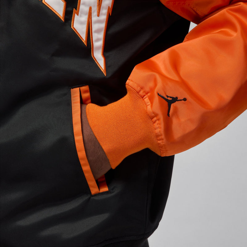 JORDAN BROOKLYN COLLEGIATE VARSITY JACKET "BLACK/STARFISH/BLACK"