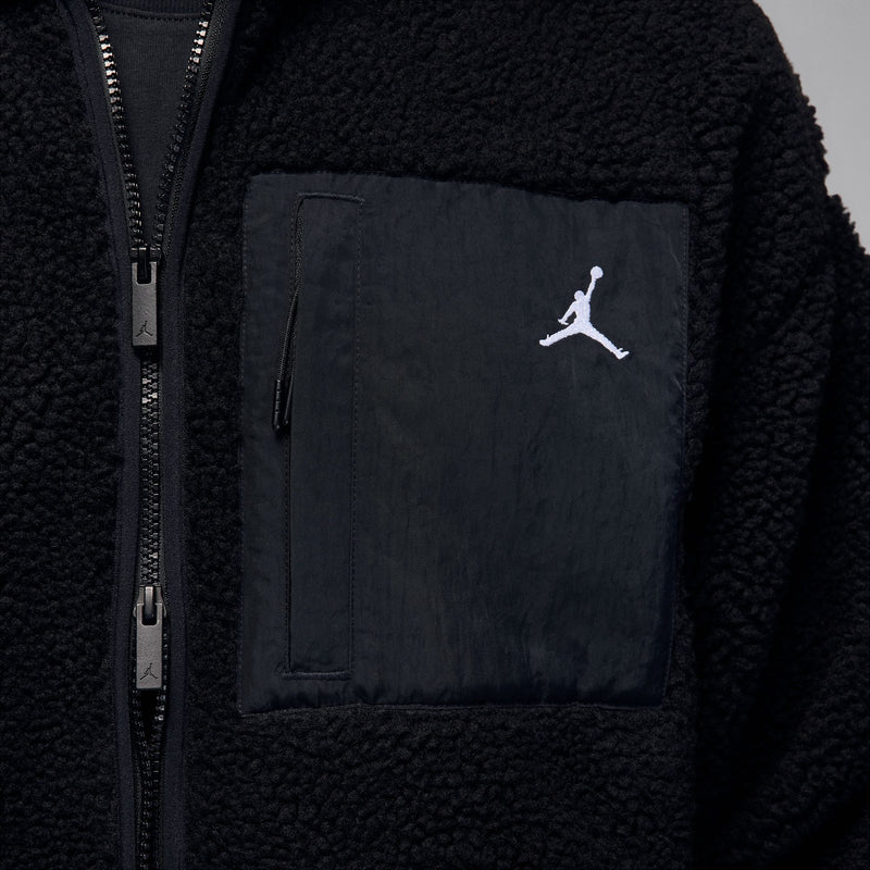 JORDAN FLIGHT MOUNTAINSIDE FAUX FUR JACKET "BLACK/WHITE"