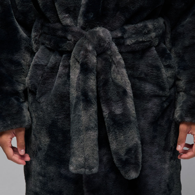 JORDAN BROOKLYN FAUX FUR ROBE "THUNDER GREY"