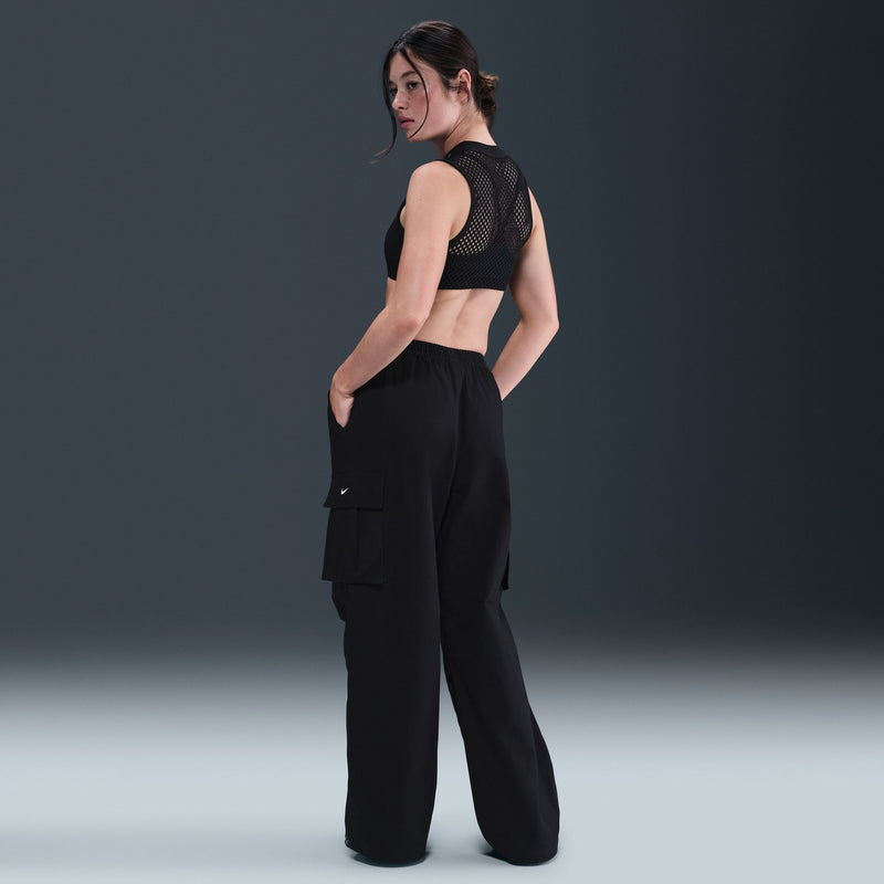 W NIKE MID-RISE OVERSIZED WOVEN CARGO PANTS "BLACK/SAIL"