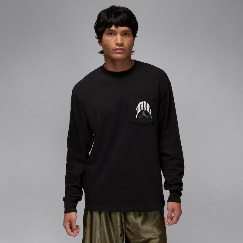 JORDAN BROOKLYN REAL TREE LONG SLEEVE POCKET SHIRT "BLACK/SAIL"