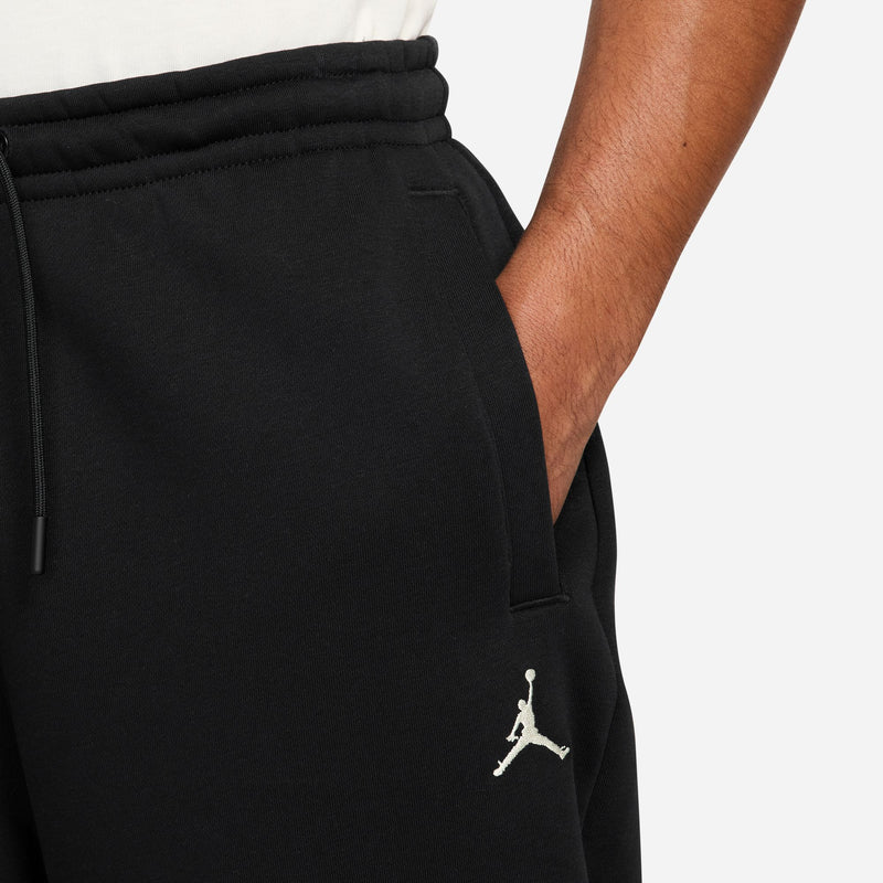 JORDAN BROOKLYN FLEECE OVERSIZED OPEN HEM PANTS "BLACK/SAIL"