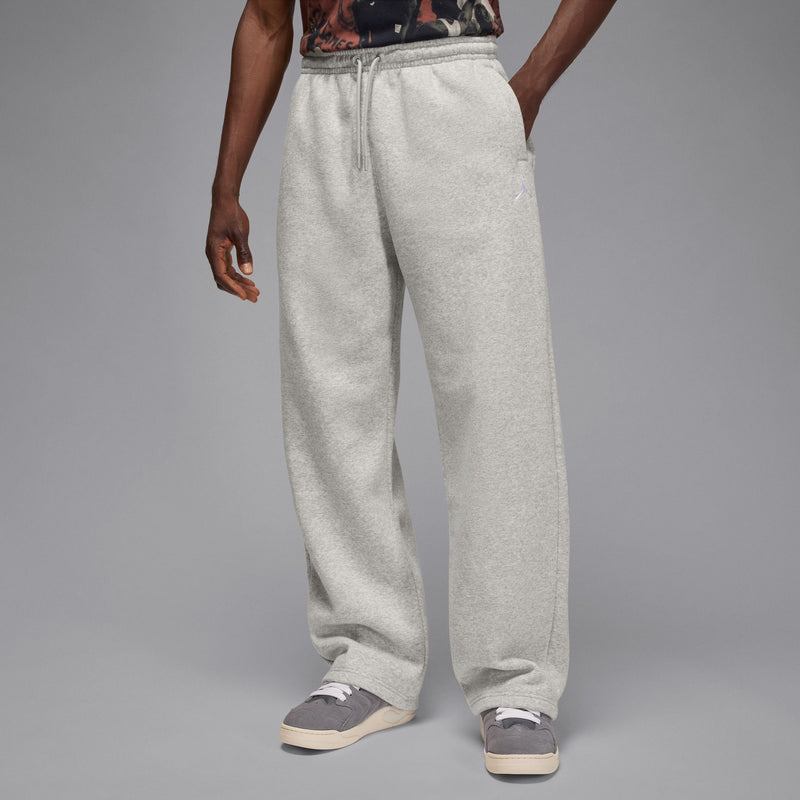 JORDAN BROOKLYN FLEECE OVERSIZED OPEN HEM PANTS "GREY HEATHER/WHITE"