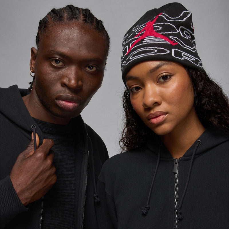 JORDAN X AWAKE NY FULL ZIP FLEECE HOODIE "BLACK/UNIVERSITY RED"