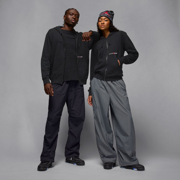 JORDAN X AWAKE NY FULL ZIP FLEECE HOODIE "BLACK/UNIVERSITY RED"