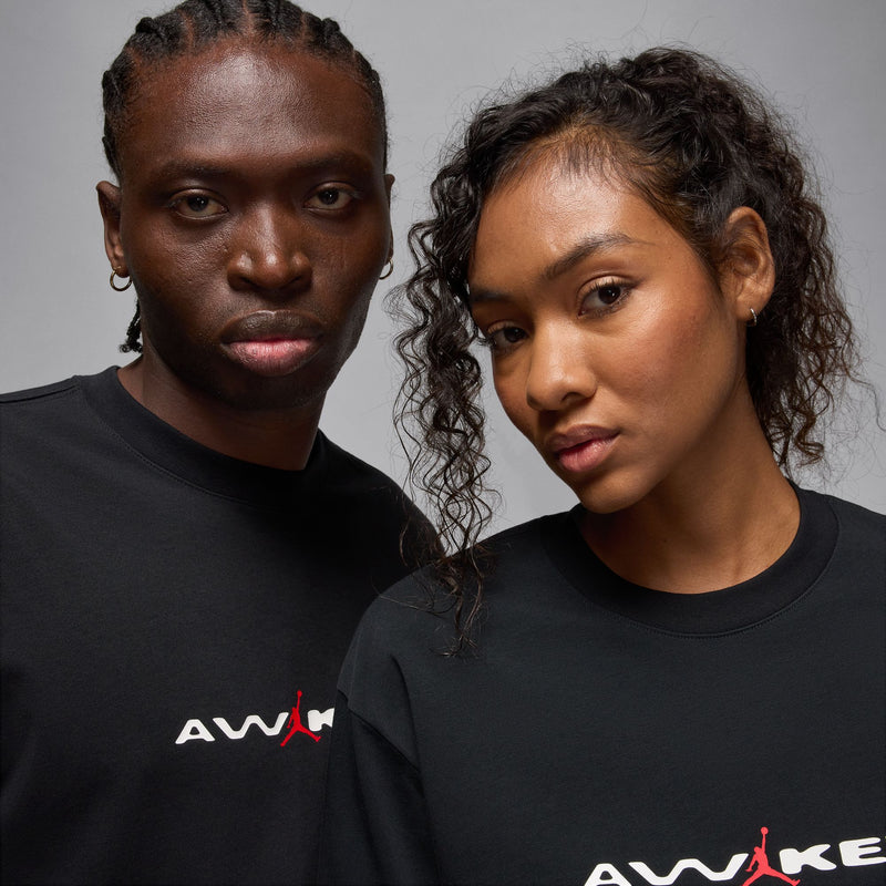 JORDAN X AWAKE NY T SHIRT "BLACK/WHITE/UNIVERSITY RED"