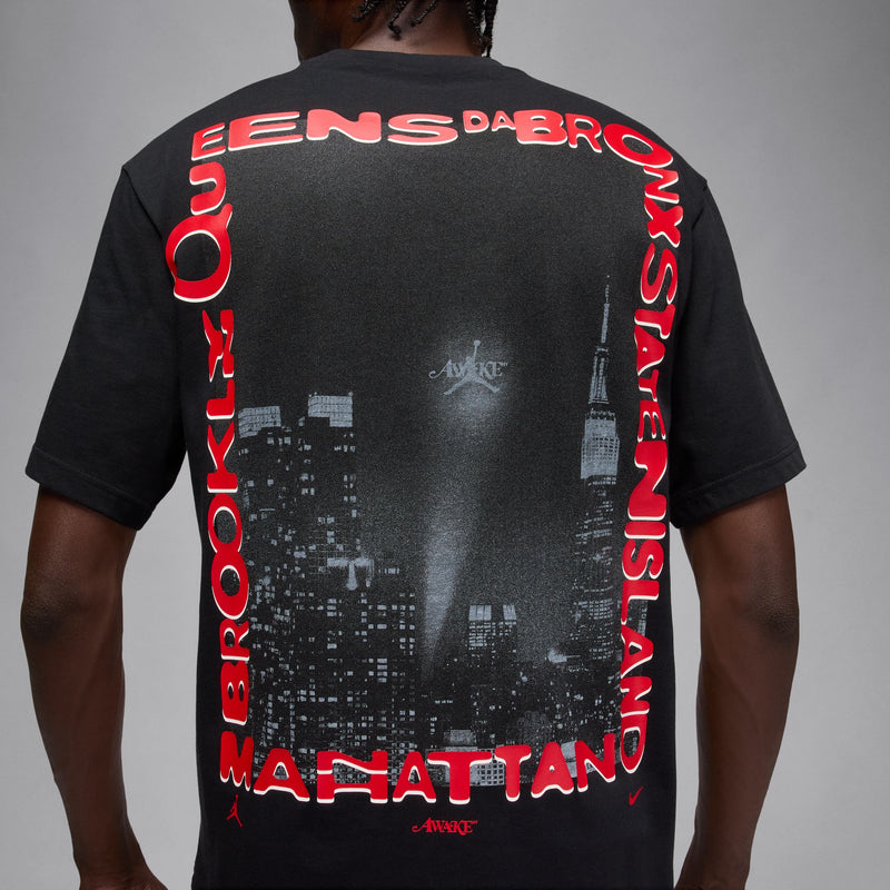 JORDAN X AWAKE NY T SHIRT "BLACK/WHITE/UNIVERSITY RED"