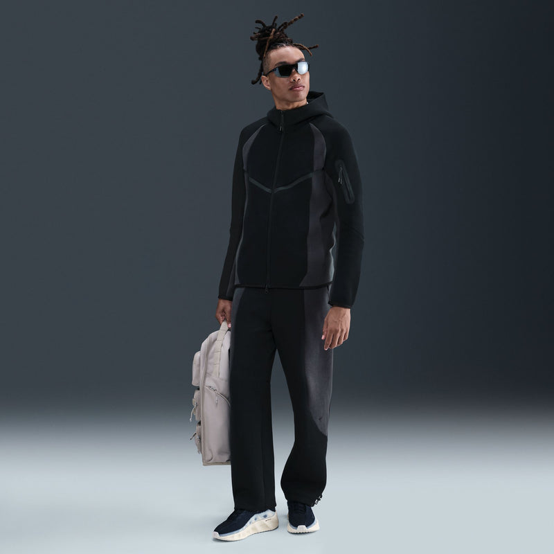 NIKE TECH COLOR BLOCK OPEN HEM FLEECE PANTS "BLACK/ANTHRACITE/BLACK"
