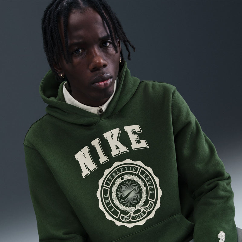 NIKE CLUB FLEECE PULLOVER HOODIE "FIR/SUMMIT WHITE/JADE HORIZON"