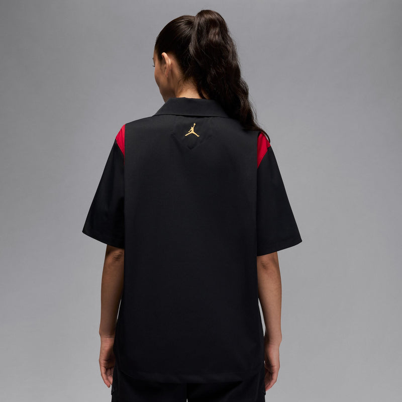 W JORDAN BUTTON UP SHIRT "BLACK/GYM RED"