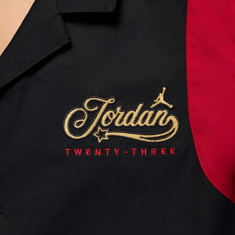W JORDAN BUTTON UP SHIRT "BLACK/GYM RED"