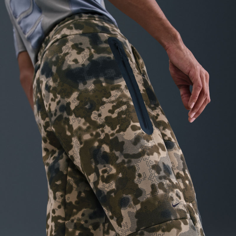 NIKE TECH OPEN HEM FLEECE CAMO PANTS "NEUTRAL OLIVE/BLACK"
