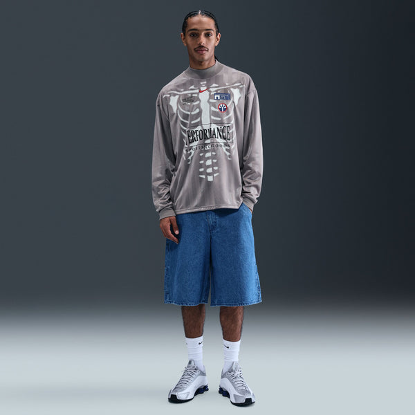 M NK DF COF JSY LS PERFG "COLLEGE GREY/FLAT PEWTER/UNIVERSITY RED"