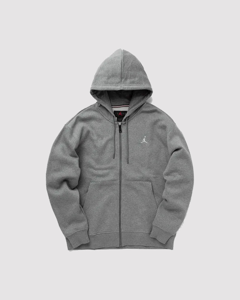 ESSENTIALS FULL ZIP FLEECE HOODIE "CARBON HEATHER"