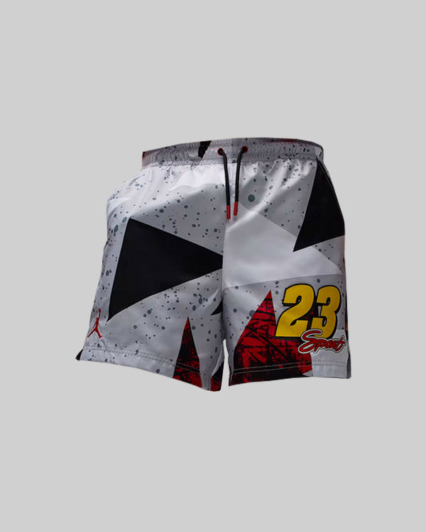 AIR JORDAN ESSENTIAL POOLSIDE SHORTS "CEMENT GREY/FIRE RED"