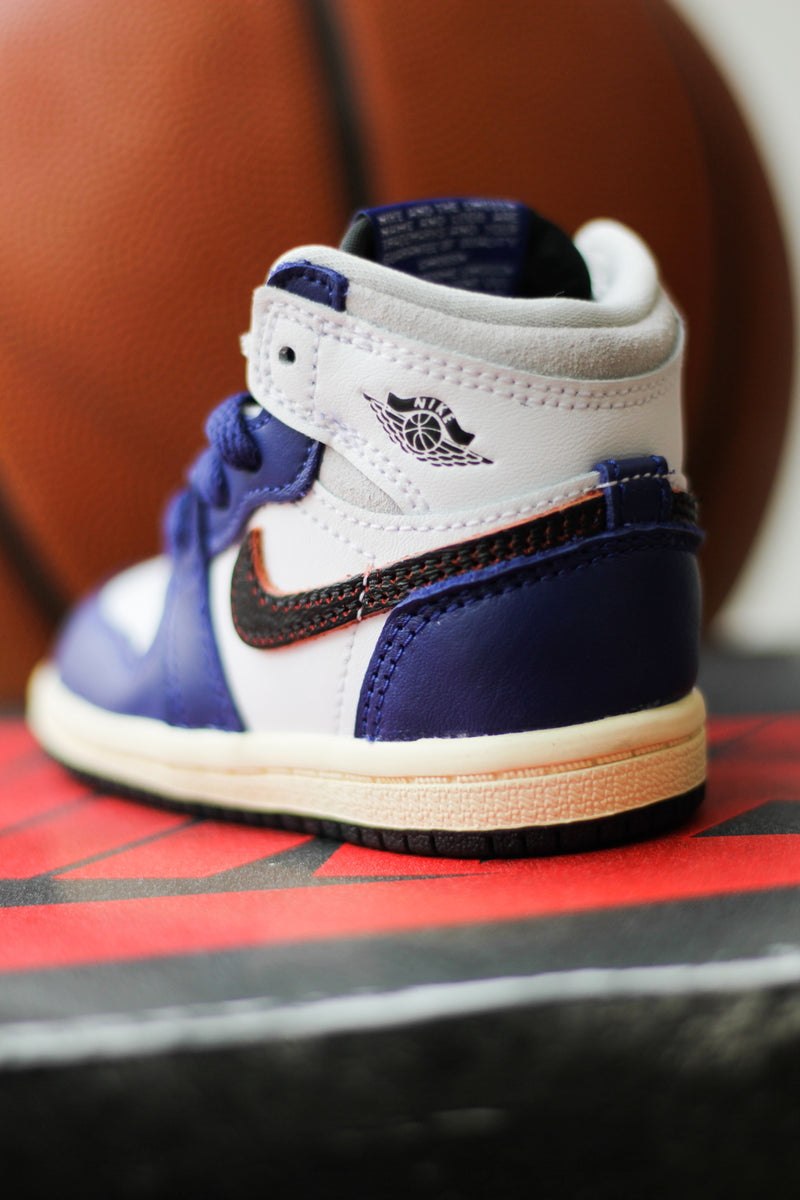 JORDAN 1 RETRO HIGH OG (TD) "WHITE/BLACK-NEUTRAL GREY-DEEP ROYAL BLUE"
