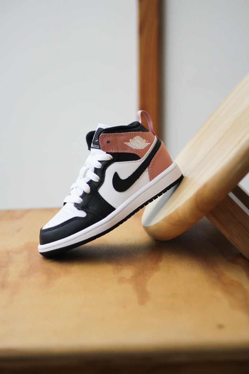 JORDAN 1 MID (PS) "WHITE/BLACK-RUST PINK"