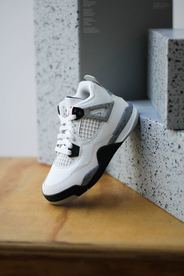 JORDAN 4 RETRO (PS) "SUMMIT WHITE/FIRE RED-CEMENT GREY-BLACK"