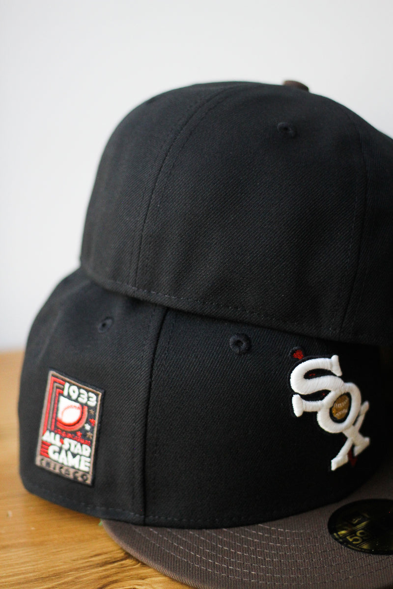 1933 CHICAGO WHITE SOX BLACK/BROWN FITTED W/ GREEN UNDER VISOR