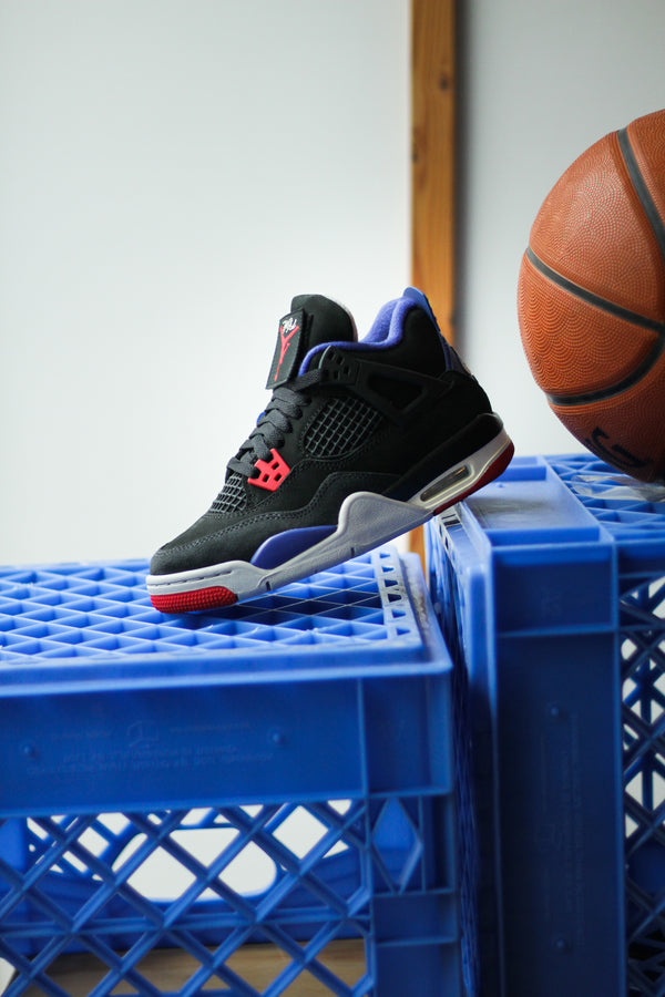 AIR JORDAN 4 RETRO (GS) "BLACK/FIRE RED-DEEP ROYAL BLUE"