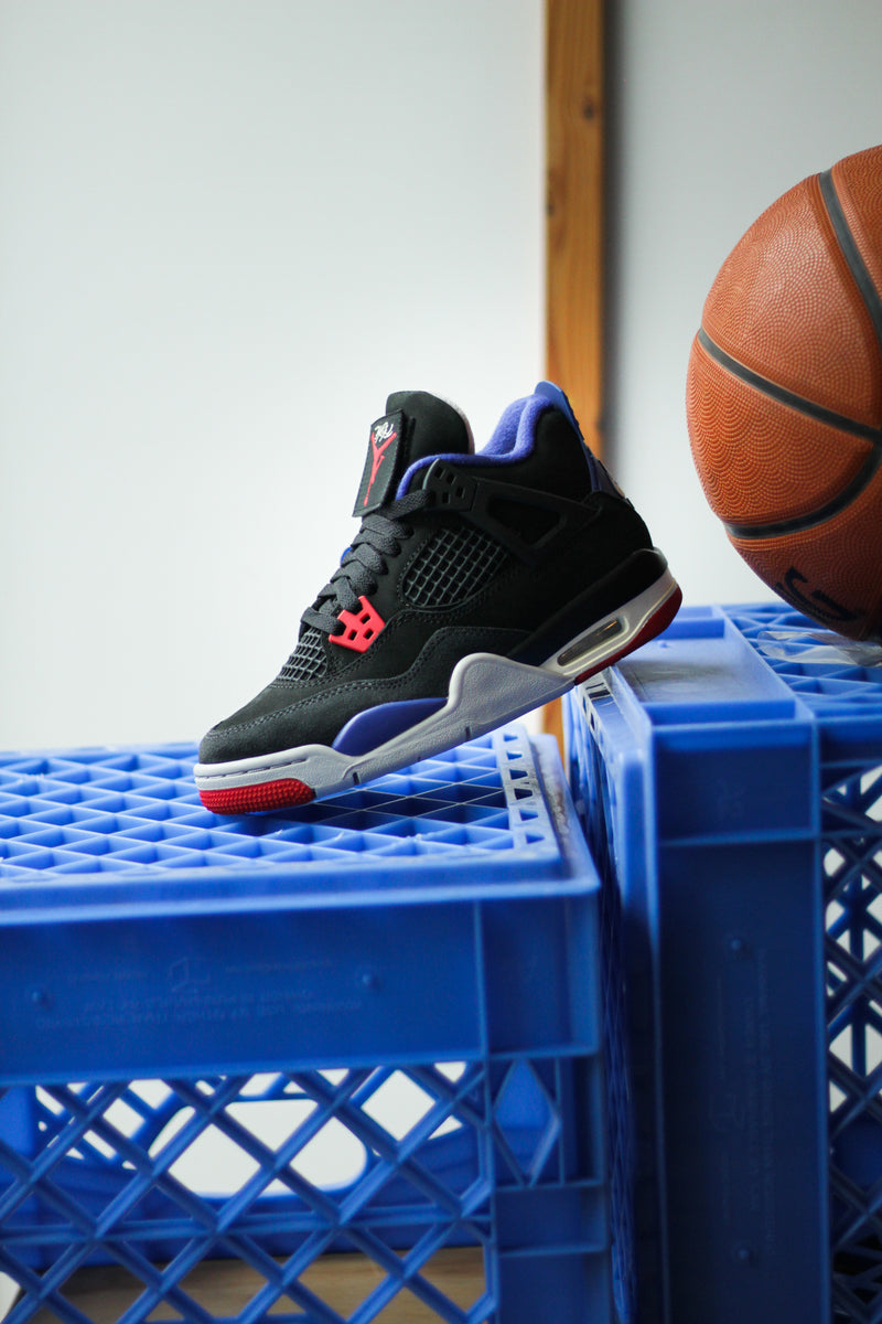 AIR JORDAN 4 RETRO (GS) "BLACK/FIRE RED-DEEP ROYAL BLUE"