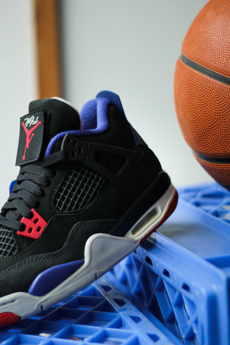 AIR JORDAN 4 RETRO (GS) "BLACK/FIRE RED-DEEP ROYAL BLUE"