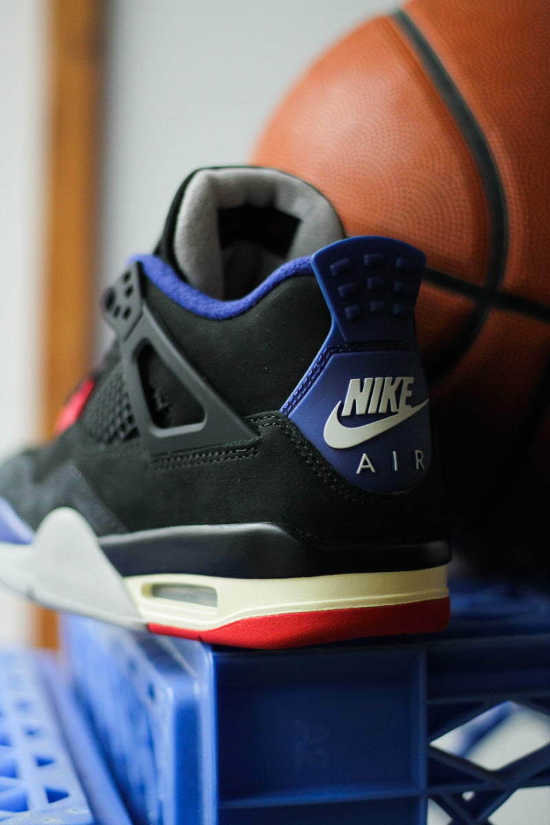 AIR JORDAN 4 RETRO (GS) "BLACK/FIRE RED-DEEP ROYAL BLUE"