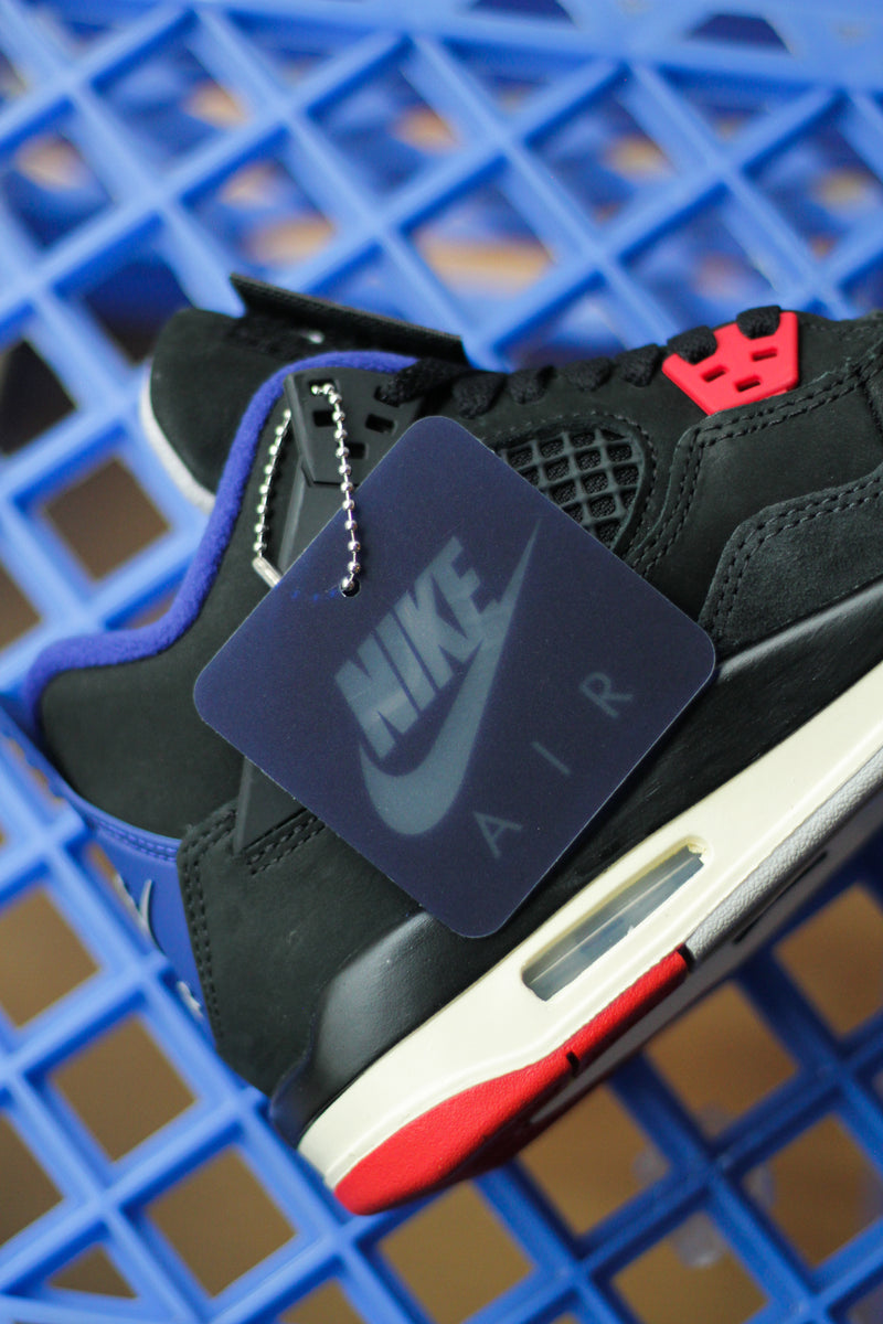 AIR JORDAN 4 RETRO (GS) "BLACK/FIRE RED-DEEP ROYAL BLUE"