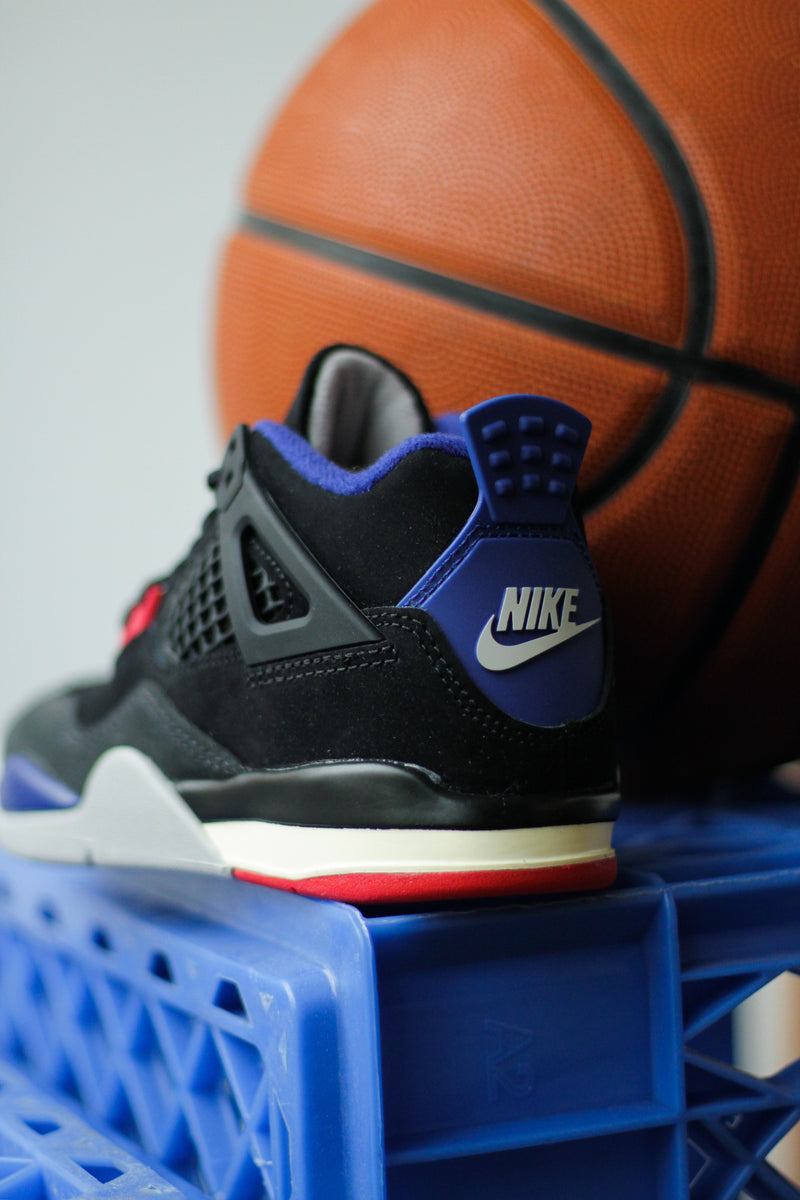 JORDAN 4 RETRO (PS) "BLACK/FIRE RED-DEEP ROYAL BLUE"