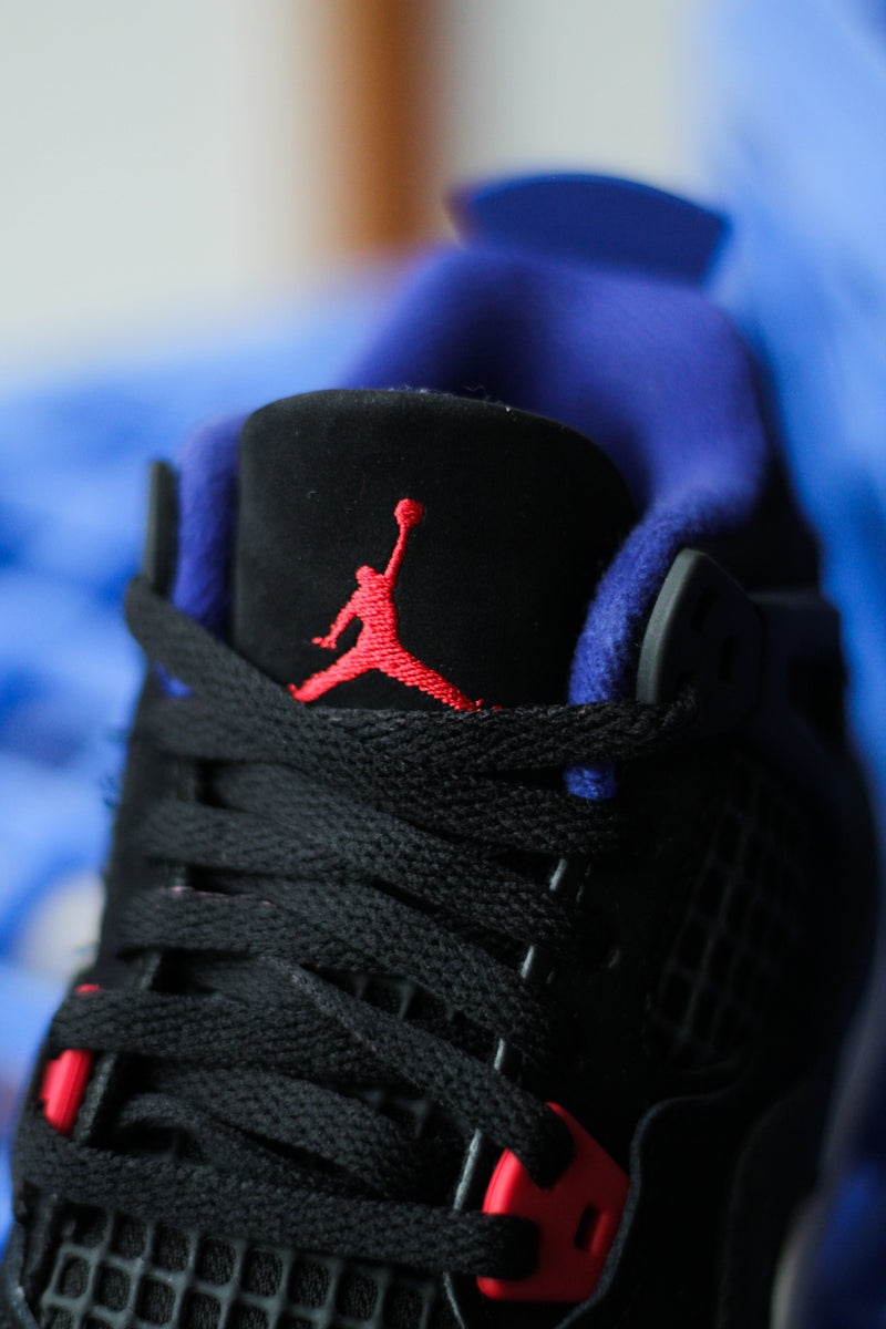 JORDAN 4 RETRO (PS) "BLACK/FIRE RED-DEEP ROYAL BLUE"