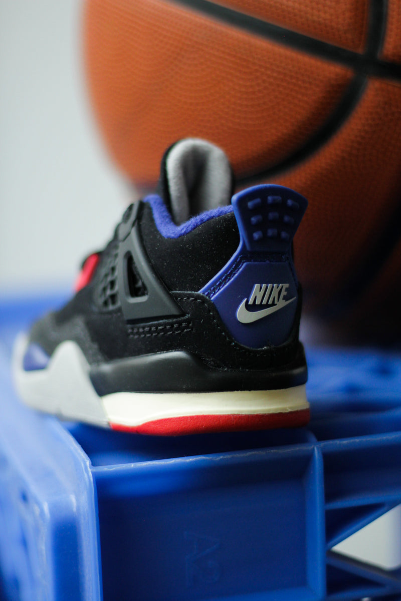 JORDAN 4 RETRO (TD) "BLACK/FIRE RED-DEEP ROYAL BLUE"