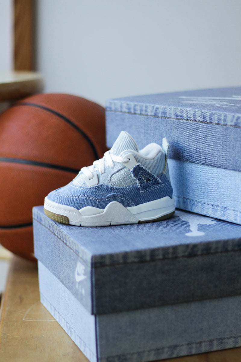 JORDAN 4 RETRO (TD) "SAIL/WORN BLUE-METALLIC GOLD"