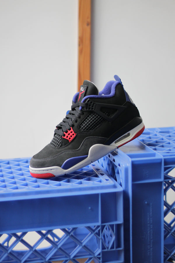 AIR JORDAN 4 RETRO "BLACK/FIRE RED-DEEP ROYAL BLUE"