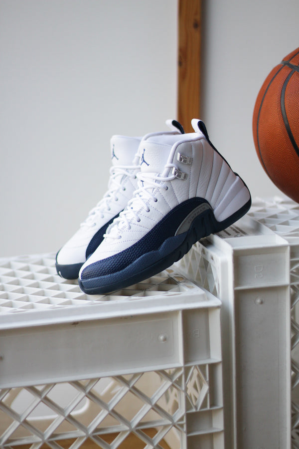 AIR JORDAN 12 RETRO (GS) "WHITE/FRENCH BLUE-METALLIC SILVER"