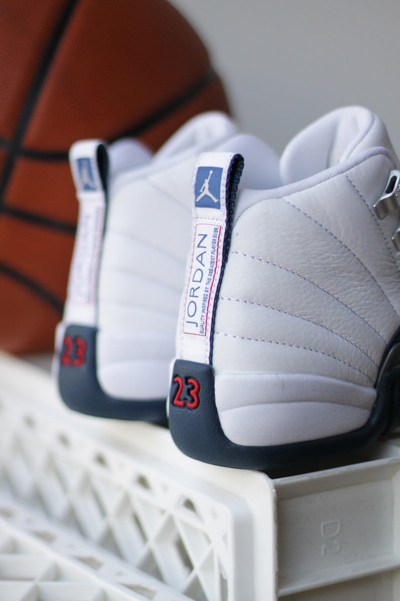 AIR JORDAN 12 RETRO (GS) "WHITE/FRENCH BLUE-METALLIC SILVER"