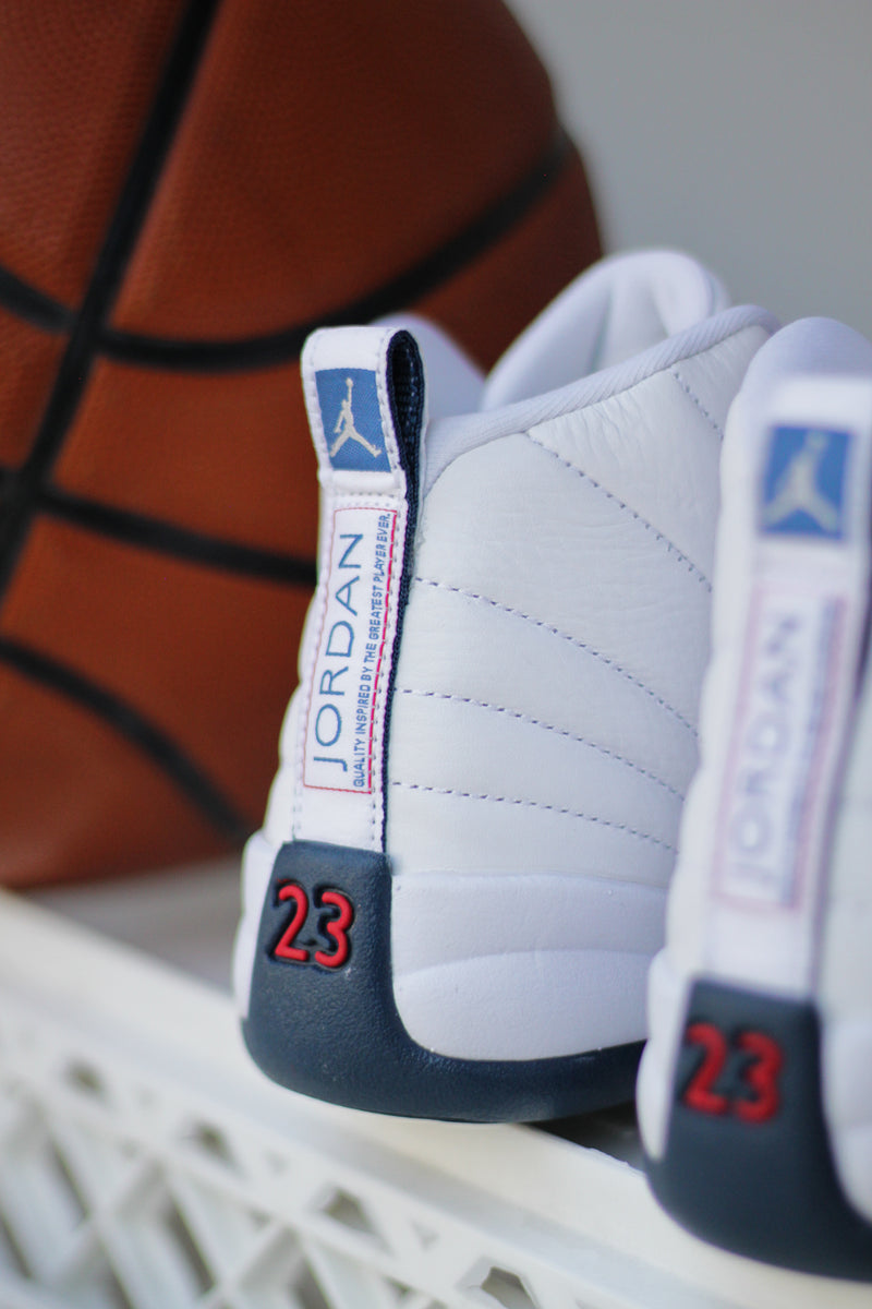 AIR JORDAN 12 RETRO (GS) "WHITE/FRENCH BLUE-METALLIC SILVER"