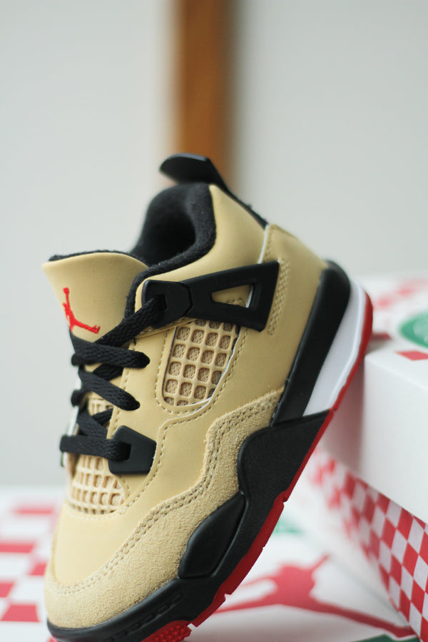 JORDAN 4 RETRO (TD) "SESAME/FIRE RED-BLACK-WHITE"