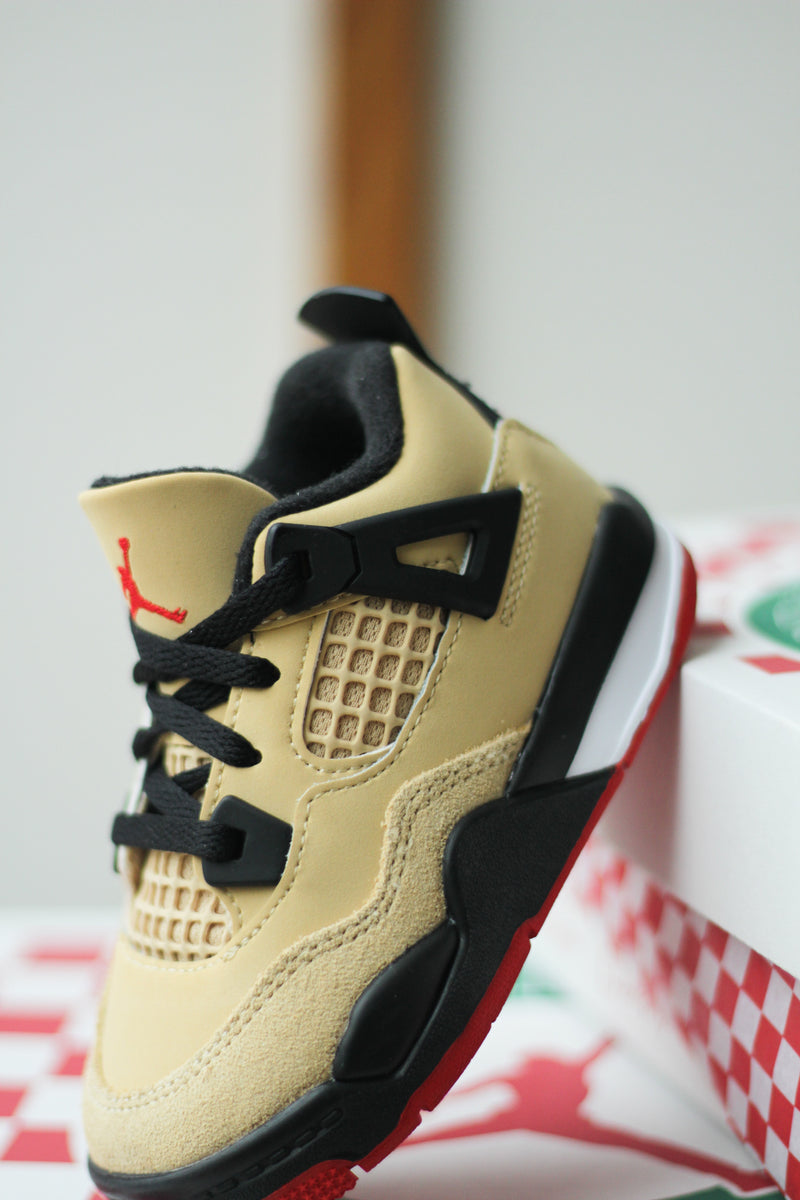 JORDAN 4 RETRO (TD) "SESAME/FIRE RED-BLACK-WHITE"
