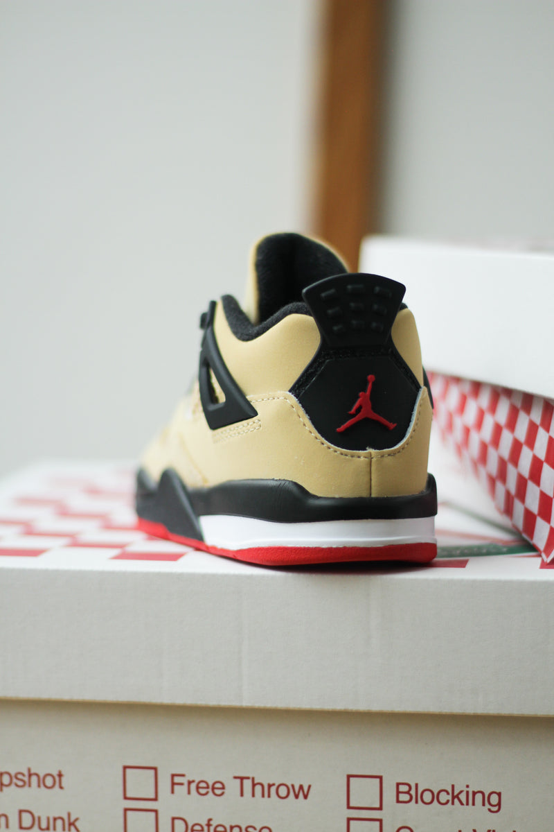 JORDAN 4 RETRO (TD) "SESAME/FIRE RED-BLACK-WHITE"