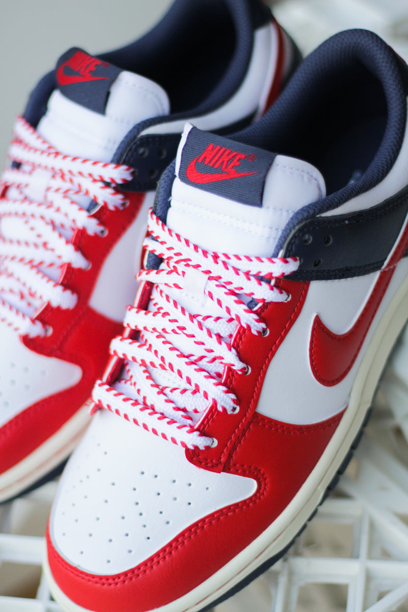 NIKE DUNK LOW RETRO "WHITE/UNIVERSITY RED-THUNDER BLUE"