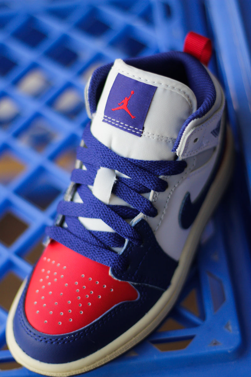 JORDAN 1 MID (PS) "WHITE/DEEP ROYAL BLUE-UNIVERSITY RED"