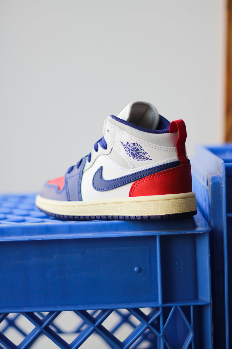JORDAN 1 MID (PS) "WHITE/DEEP ROYAL BLUE-UNIVERSITY RED"