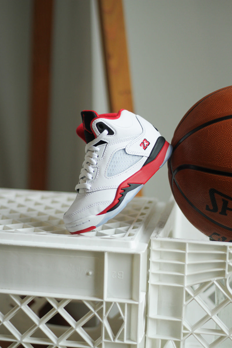 JORDAN 5 RETRO OG (PS) "WHITE/FIRE RED-BLACK"
