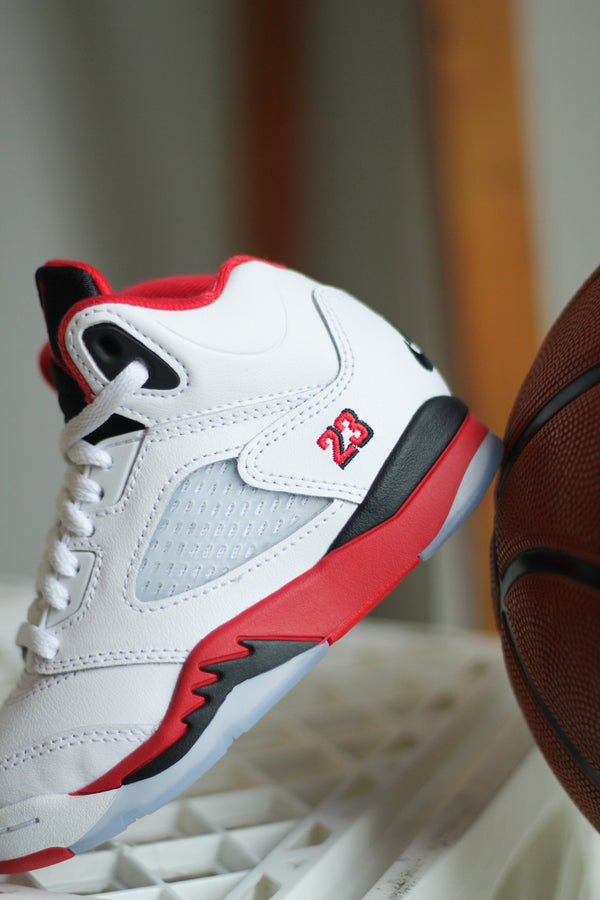 JORDAN 5 RETRO OG (PS) "WHITE/FIRE RED-BLACK"