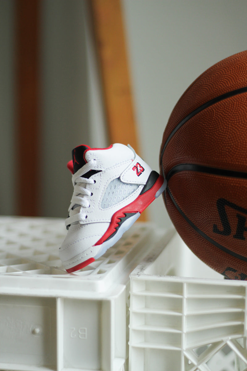 JORDAN 5 RETRO (TD) "WHITE/FIRE RED-BLACK"