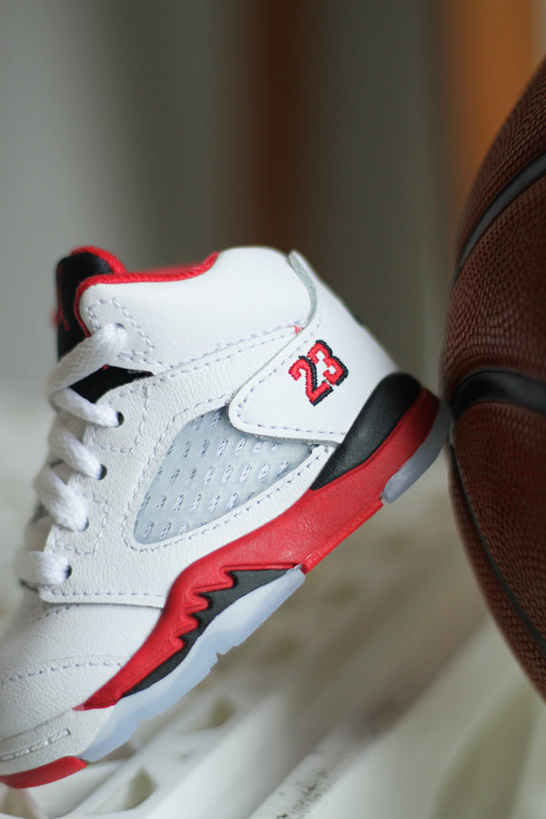 JORDAN 5 RETRO (TD) "WHITE/FIRE RED-BLACK"